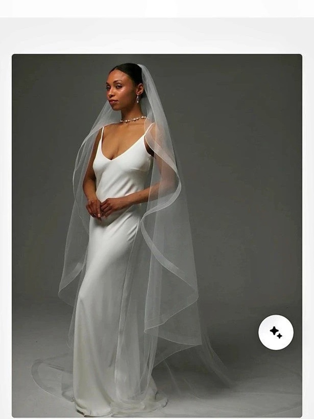 Tatiana Bridal Fingertip Length Horsehair Edge Veil in White